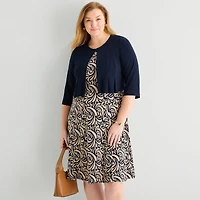 Danny & Nicole Womens Plus Abstract Jacket Dress