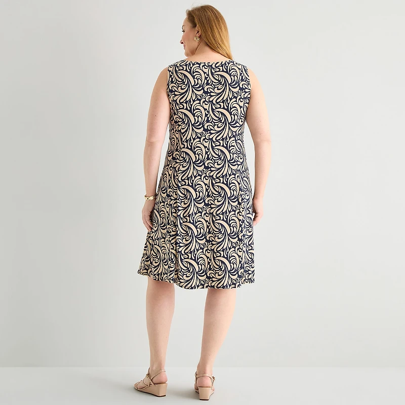 Danny & Nicole Womens Plus Abstract Jacket Dress