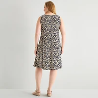 Danny & Nicole Womens Plus Abstract Jacket Dress