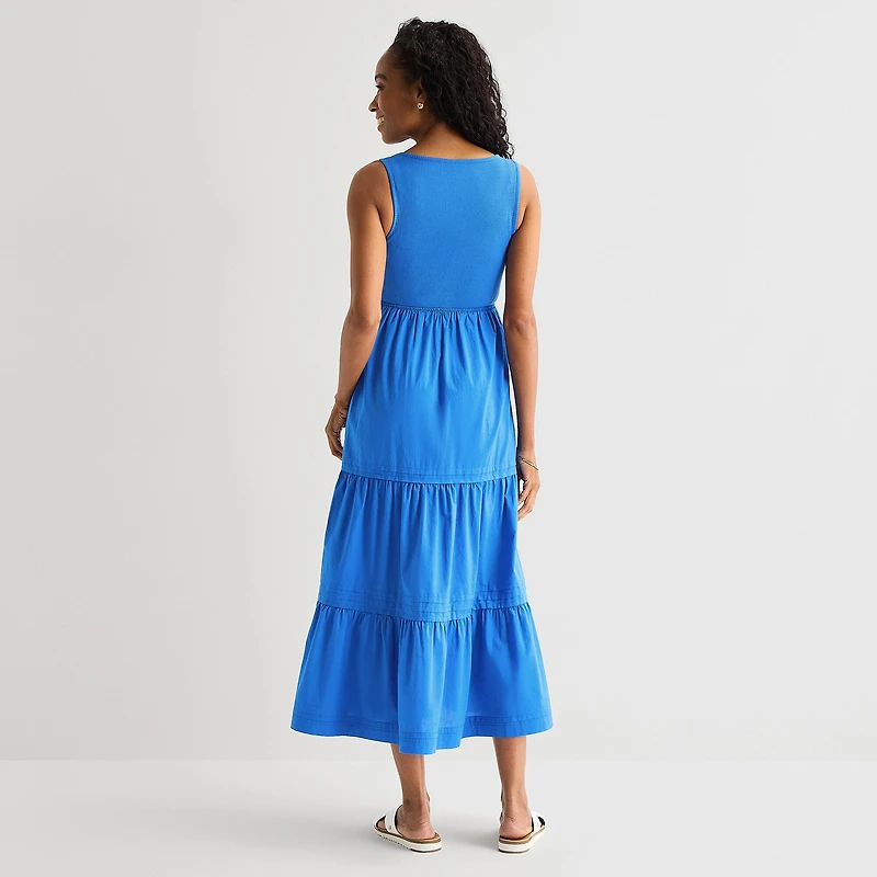 St. John's Bay Womens Round Neck Sleeveless Maxi Dress