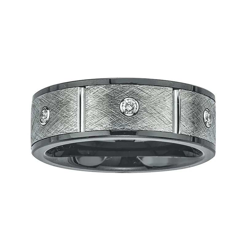 Mens 1/5 CT. T.W. Diamond, Ceramic and Tungsten Band Ring