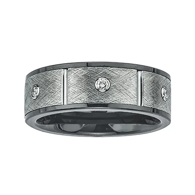 Mens 1/5 CT. T.W. Diamond, Ceramic and Tungsten Band Ring