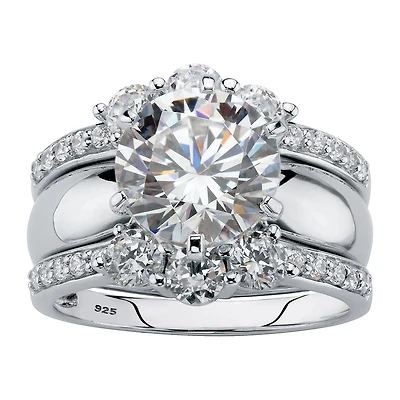 DiamonArt® Womens 4 3/4 CT. T.W. White Cubic Zirconia Platinum Over Silver Bridal Set