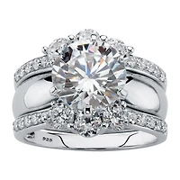 DiamonArt® Womens 4 3/4 CT. T.W. White Cubic Zirconia Platinum Over Silver Bridal Set