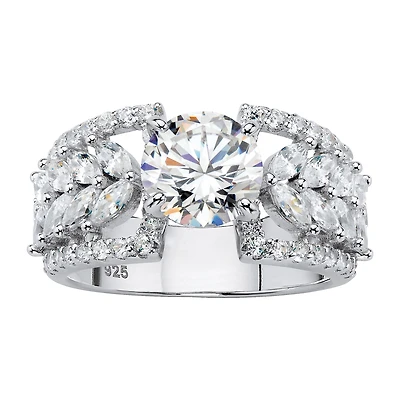 DiamonArt® Womens 4 CT. T.W. White Cubic Zirconia Platinum Over Silver Cocktail Ring