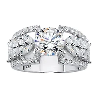 DiamonArt® Womens 4 CT. T.W. White Cubic Zirconia Platinum Over Silver Cocktail Ring