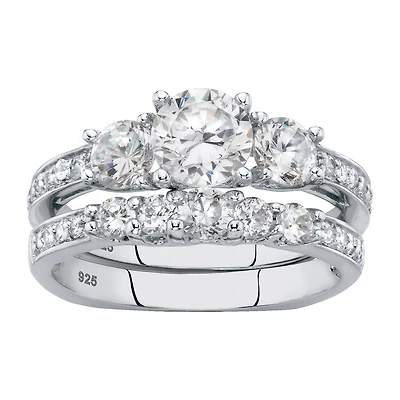 DiamonArt® Womens 2 CT. T.W. White Cubic Zirconia Sterling Silver Bridal Set