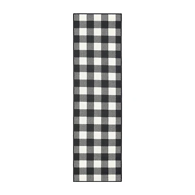 Covington Home Martinique Gingham Plaid 2'3"X7'6" Indoor Outdoor Rectangular Runner