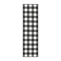 Covington Home Martinique Gingham Plaid 2'3"X7'6" Indoor Outdoor Rectangular Runner