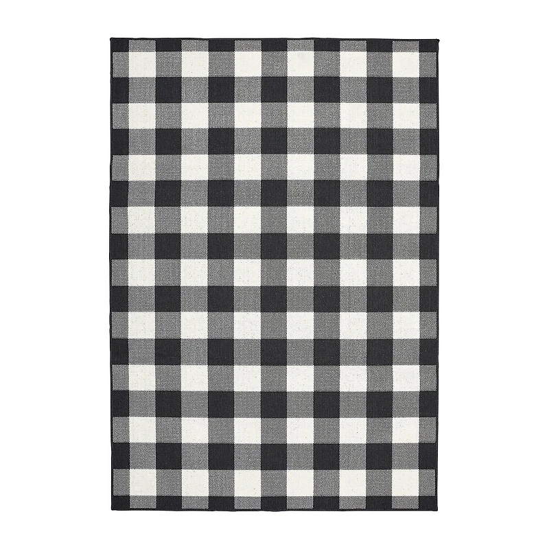Covington Home Martinique Gingham Plaid Indoor Outdoor Rectangular Accent Rug