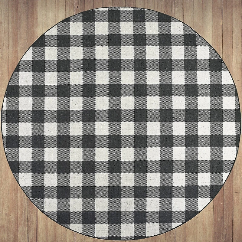 Covington Home Martinique Gingham Plaid 7'10" X Indoor Outdoor Round Area Rug