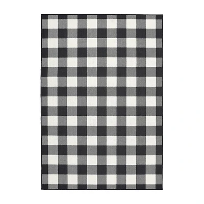 Covington Home Martinique Gingham Plaid Indoor Outdoor Rectangular Area Rug