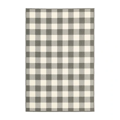 Covington Home Martinique Gingham Plaid Indoor Outdoor Rectangular Area Rug