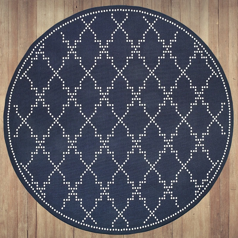 Covington Home Martinique Trellis 7'10" X 7'10" Indoor Outdoor Round Area Rug