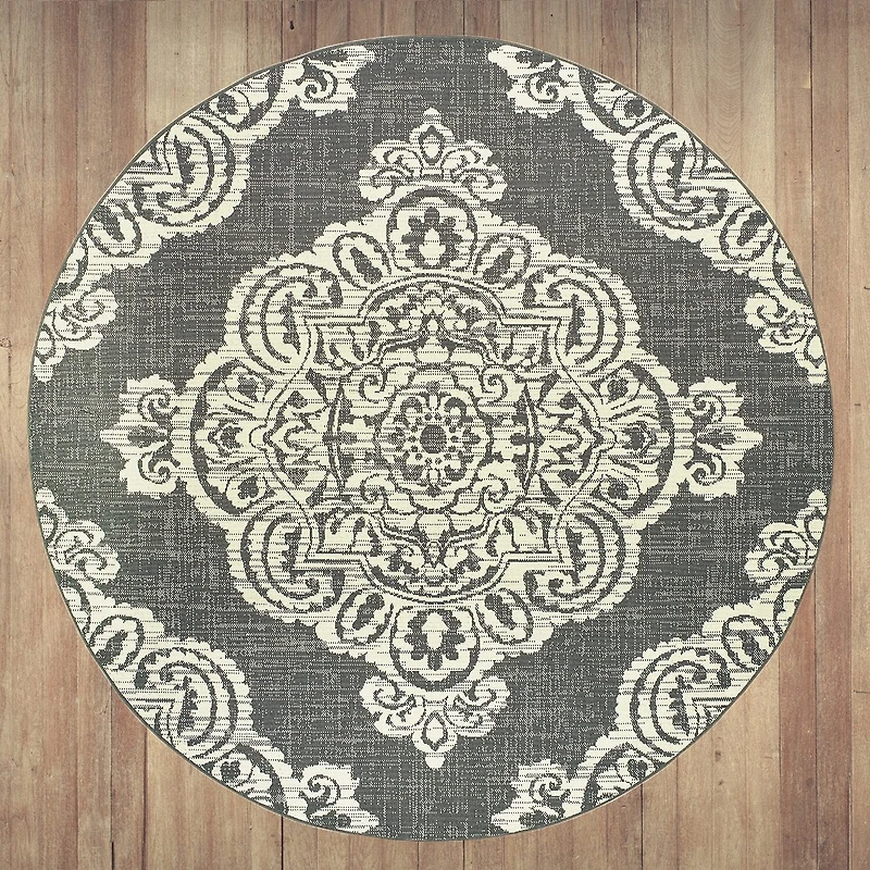 Covington Home Martinique Center Medallion 7'10" X 7'10" Indoor Outdoor Round Area Rug
