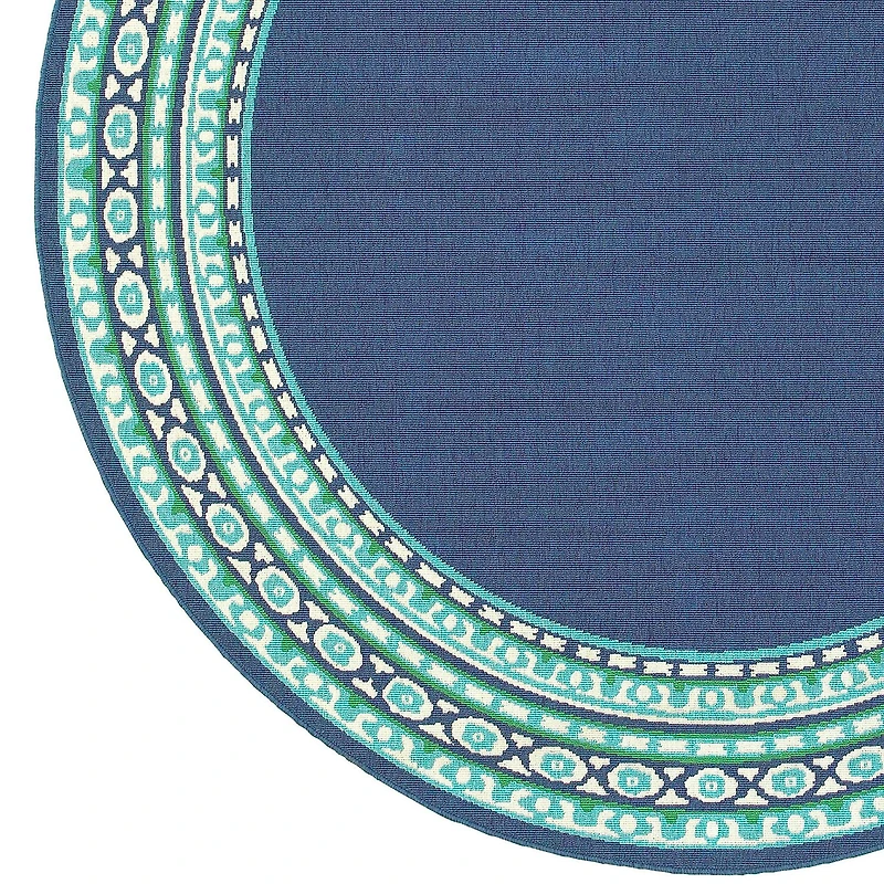 Covington Home Marquesas Border 7'10"X7'10" Indoor Outdoor Round Area Rug