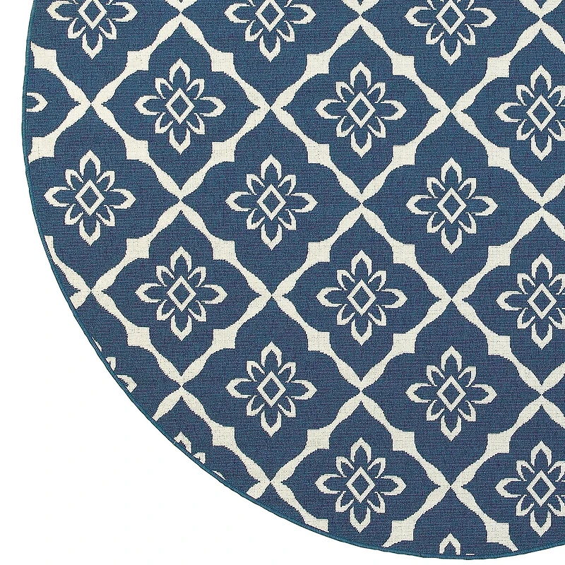 Covington Home Marquesas Floral Diamond 7'10"X7'10" Indoor Outdoor Round Area Rug