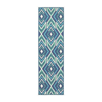 Covington Home Marquesas Diamond Ikat 2'3"X7'6" Indoor Outdoor Rectangular Runner