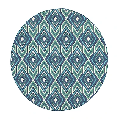 Covington Home Marquesas Diamond Ikat 7'10"X7'10" Indoor Outdoor Round Area Rug