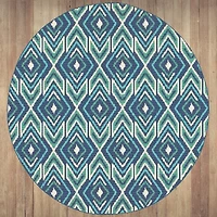 Covington Home Marquesas Diamond Ikat 7'10"X7'10" Indoor Outdoor Round Area Rug