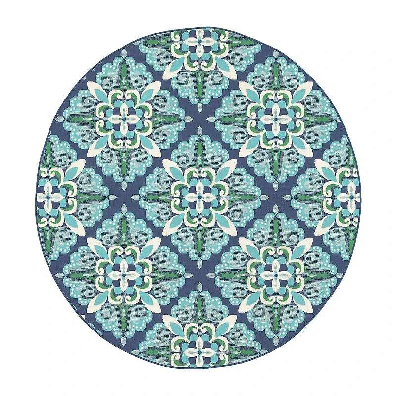 Covington Home Marquesas Medallion 7'10"X7'10" Indoor Outdoor Round Area Rug