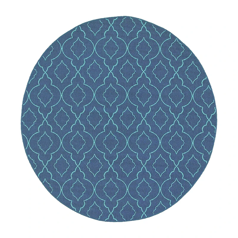 Covington Home Marquesas Morrocan Trellis 7'10"X7'10" Indoor Outdoor Round Area Rug