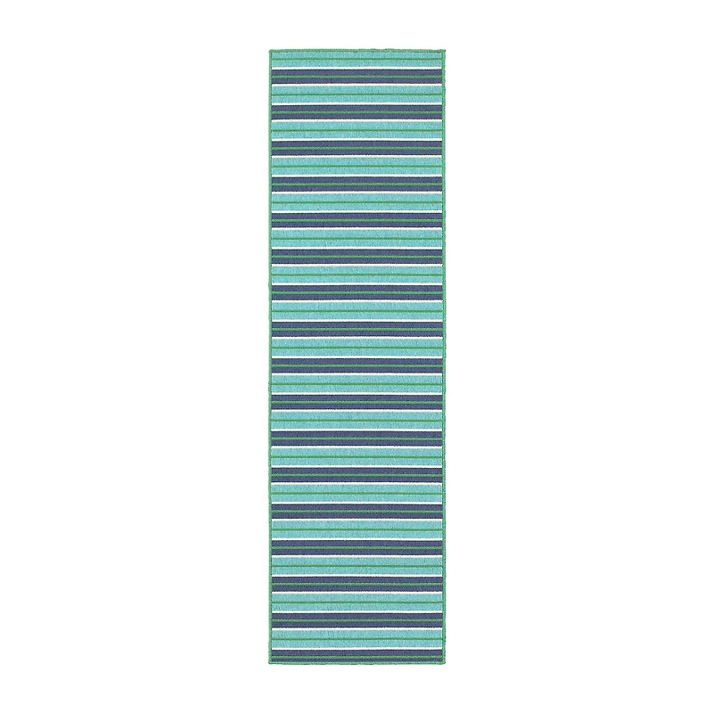 Covington Home Marquesas Multi Stripe 2'3"X7'6" Indoor Outdoor Rectangular Runner