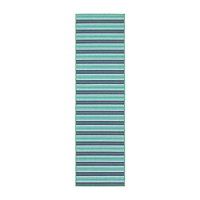 Covington Home Marquesas Multi Stripe 2'3"X7'6" Indoor Outdoor Rectangular Runner