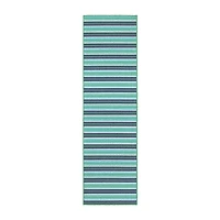 Covington Home Marquesas Multi Stripe 2'3"X7'6" Indoor Outdoor Rectangular Runner