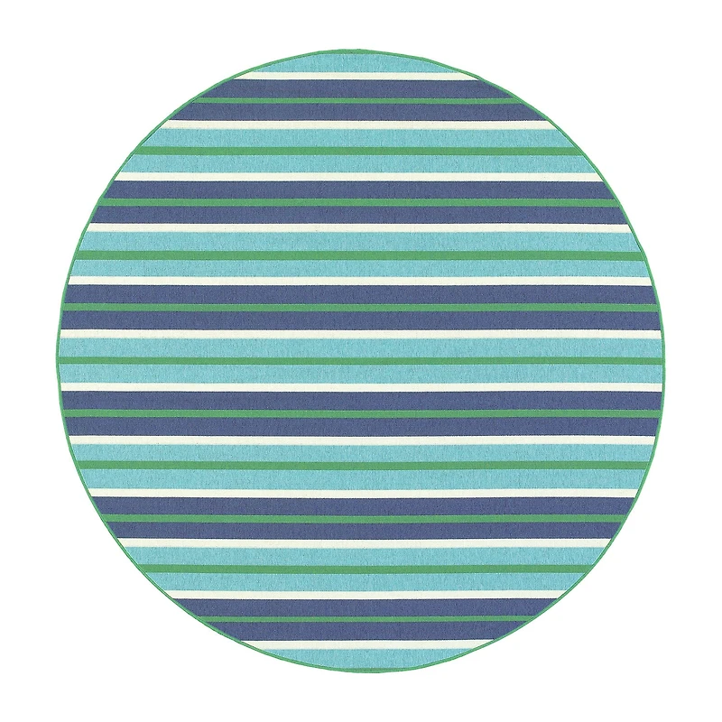 Covington Home Marquesas Multi Stripe 7'10"X7'10" Indoor Outdoor Round Area Rug