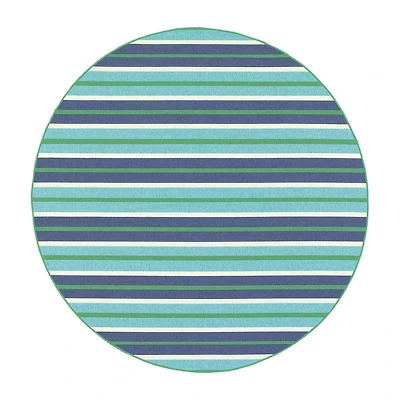 Covington Home Marquesas Multi Stripe 7'10"X7'10" Indoor Outdoor Round Area Rug