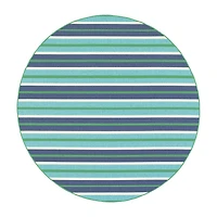 Covington Home Marquesas Multi Stripe 7'10"X7'10" Indoor Outdoor Round Area Rug
