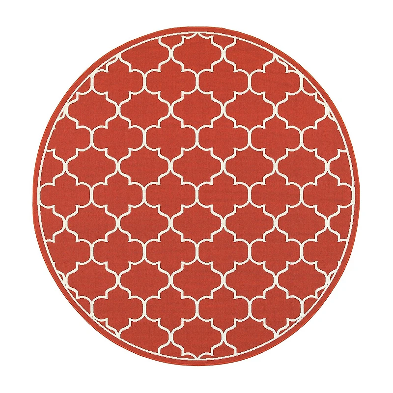 Covington Home Marquesas Scallop Trellis 7'10"X7'10" Indoor Outdoor Round Area Rug