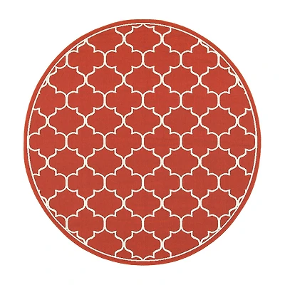 Covington Home Marquesas Scallop Trellis 7'10"X7'10" Indoor Outdoor Round Area Rug