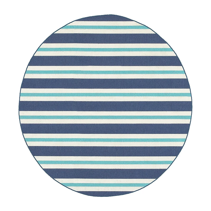 Covington Home Marquesas Striped 7'10"X7'10" Indoor Outdoor Round Area Rug