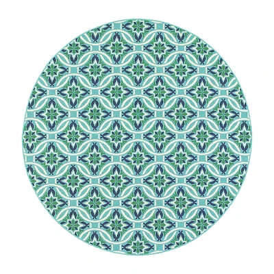 Covington Home Marquesas Floral Trellis 7'10"X7'10" Indoor Outdoor Round Area Rug