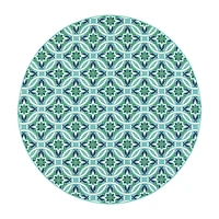 Covington Home Marquesas Floral Trellis 7'10"X7'10" Indoor Outdoor Round Area Rug
