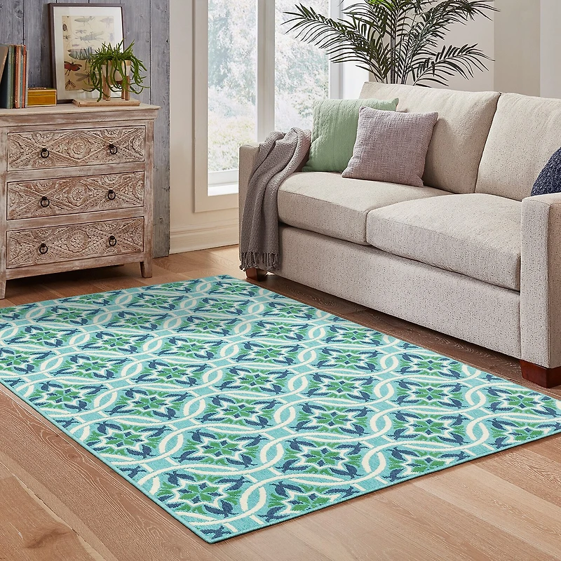 Covington Home Marquesas Floral Trellis Indoor Outdoor Rectangular Area Rug