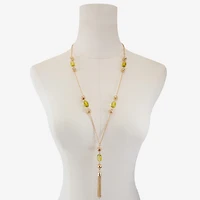 Liz Claiborne Beaded Tassel Womens 30 Inch Pendant Necklace