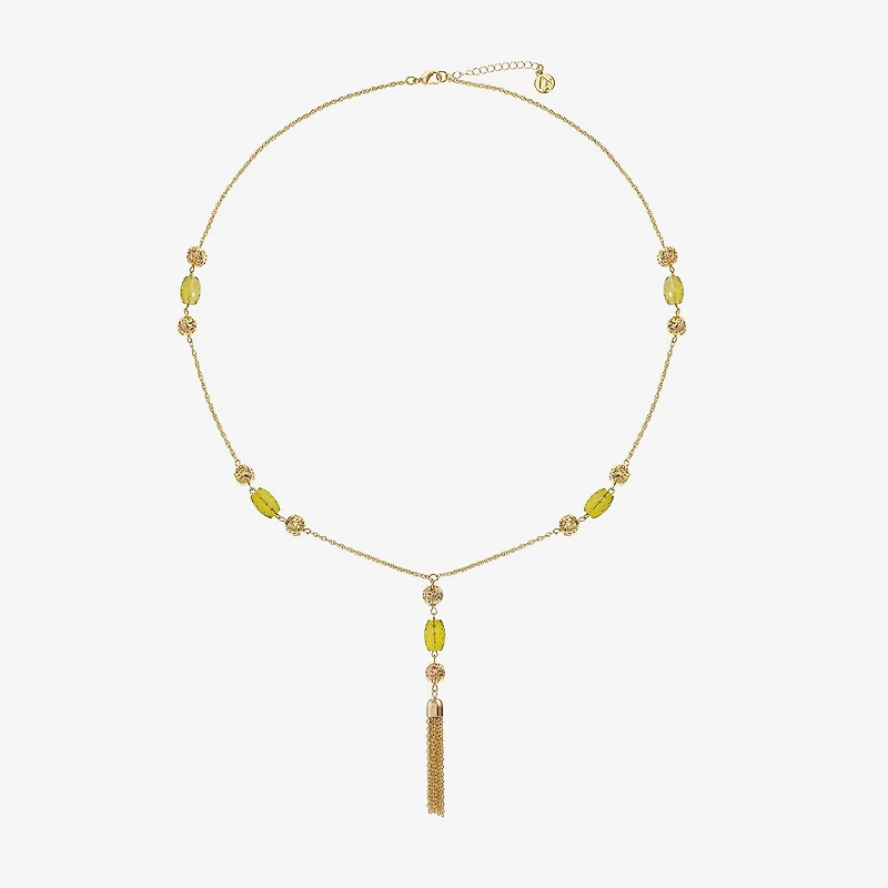 Liz Claiborne Beaded Tassel Womens 30 Inch Pendant Necklace