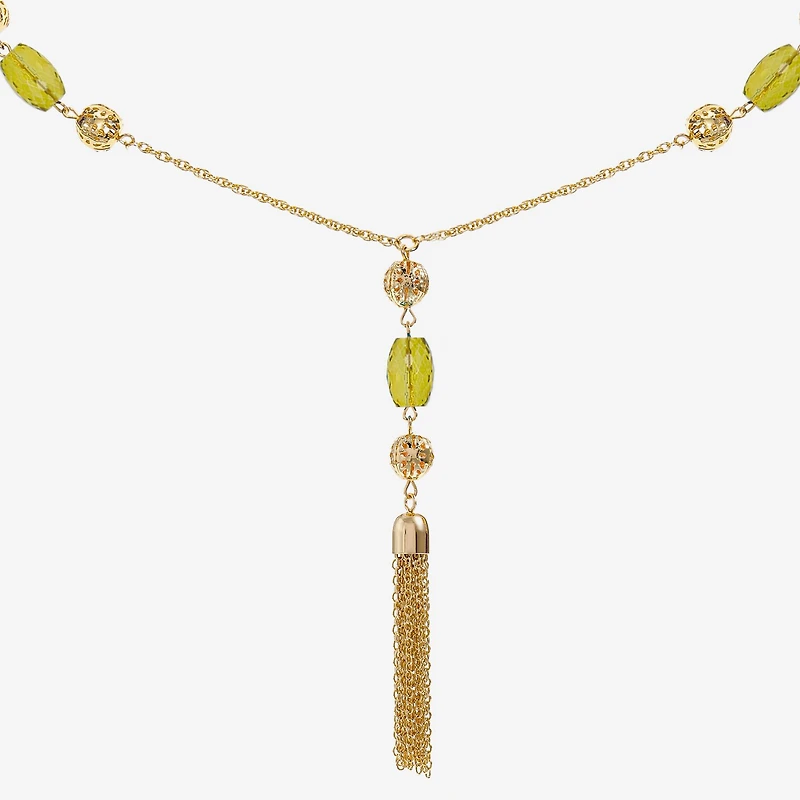 Liz Claiborne Beaded Tassel Womens 30 Inch Pendant Necklace