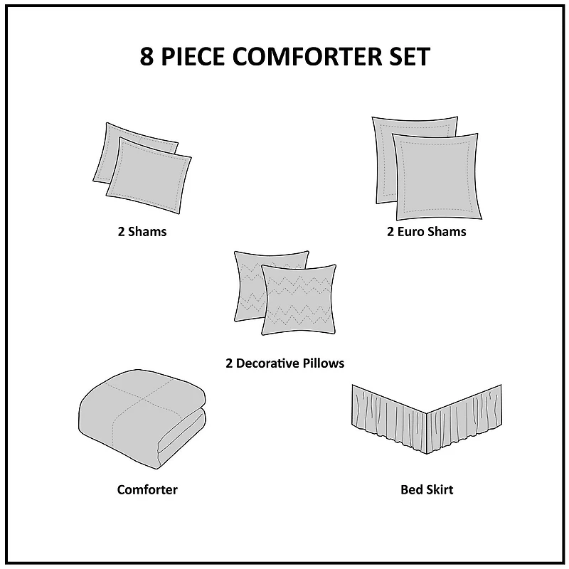 510 Design Josefina 8-pc. Midweight Embroidered Comforter Set