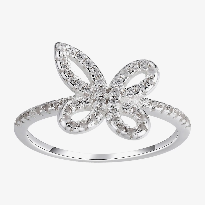 Footnotes Believe Womens Cubic Zirconia Sterling Silver Butterfly Band