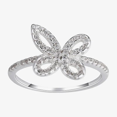 Footnotes Believe Womens Cubic Zirconia Sterling Silver Butterfly Band
