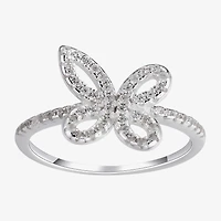 Footnotes Believe Womens Cubic Zirconia Sterling Silver Butterfly Band