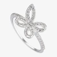 Footnotes Believe Womens Cubic Zirconia Sterling Silver Butterfly Band