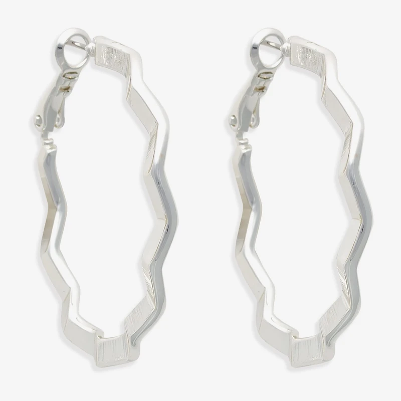 Bold Elements Silver Tone Womens 30.1mm Hoop Earrings