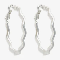 Bold Elements Silver Tone Womens 30.1mm Hoop Earrings