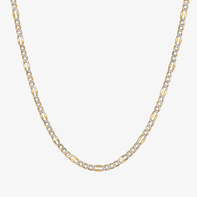 Made in Italy Unisex Adult 14K Two Tone Gold 18 Inch Figaro Chain Necklace