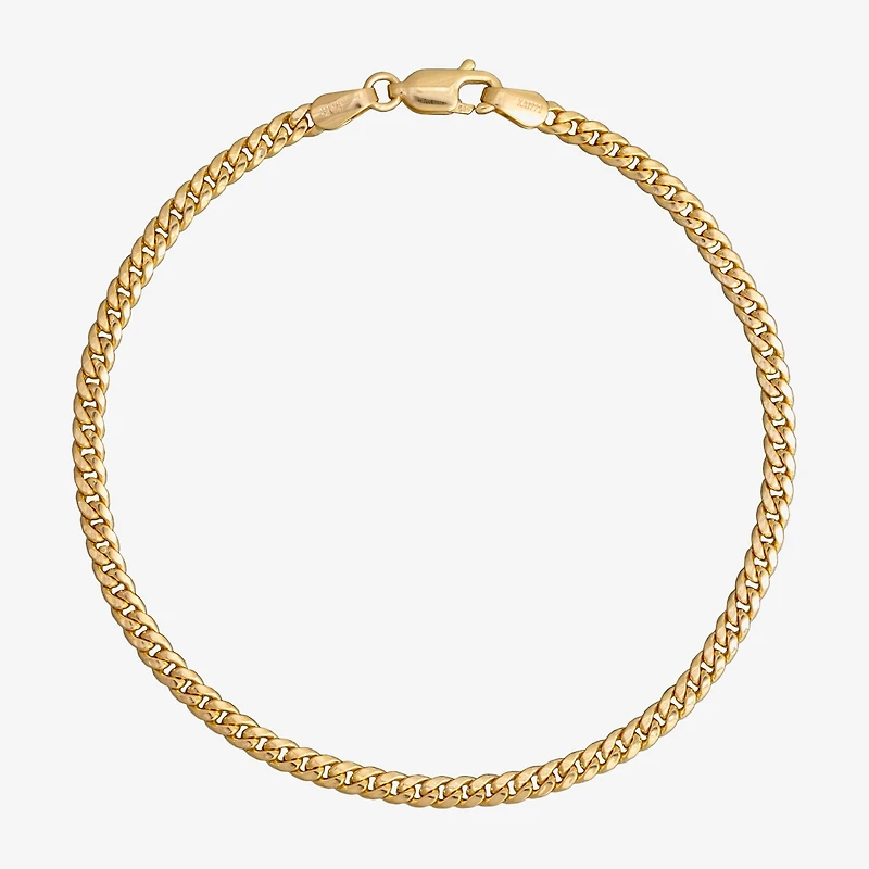 Made in Italy Womens 14K Gold 7.5 Inch Hollow Cuban Chain Bracelet